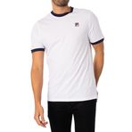 Fila Erkek Marconi Essential Ringer Tişört, Mavi, Beyaz/Peacoat, M