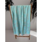 Filda Store Kavak Ağacı Lifinden El Dokuması Midye Desen, Jakarlı, Premium Kalite, Peştemal, Plaj Havlusu, Pareo - 100 x 180 cm - Turkuaz