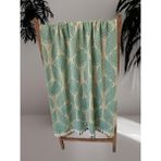 Filda Store Kavak Ağacı Lifinden El Dokuması Midye Desen, Jakarlı, Premium Kalite, Peştemal, Plaj Havlusu, Pareo - 100 x 180 cm - Yeşil