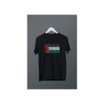 Filistin Bayrak Baskılı Tişört - Siyah