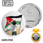 Filistin Bayrak Temalı Sağlam Ajans Çocuk Iğneli Rozet 44 mm Metal Renkli Tasarım