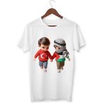 Filistin Dayanışma Tişörtü Bayrak Baskılı T-Shirt Çocuk Yetişkin Unisex Beyaz Tişört - 0 Beyaz - 6 Yaş