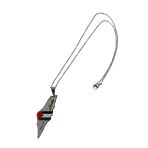 Filistin Haritası İçinde Bayrak Paslanmaz Gümüş Rengi Zinciri Unisex Kolye 44 Cm J300019
