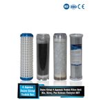 Filter Store Daire Bina Sayaç Girişi 10" Inch 4 Aşama ( Yıkanabilir , Gac , Silifoz , Blok ) Yedek Filtre Seti
