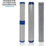 Filter Store Daire Bina Sayaç Girişi 20" Inch 3 Aşama ( Yıkanabilir , Gac , Blok ) Yedek Filtre Seti