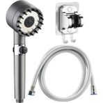 Filtreli 3 Fonksiyonlu Duş Başlığı El Duşu + Pvc Duş Hortumu ve Yapışkanlı Mafsal 3'lü Set
