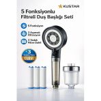Filtreli Duş Başlığı Seti 3 Yedek Filtre Harici Su Arıtma Aparatı 2 Aşamalı Filtrasyon