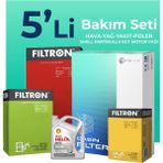 Filtron Citroen DS7 Cross Back 1.5 Dizel Shell Motor Yağlı 2017-2023 5'li Filtre Bakım Seti