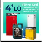 Filtron Citroen DS7 Cross Back 1.6 E-Tense Castrol Motor Yağlı 2017-2023 4'lü Filtre Bakım Seti