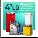 Filtron Citroen DS7 Cross Back 1.6 E-Tense Shell Motor Yağlı 2017-2023 4'lü Filtre Bakım Seti