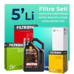 Filtron Citroen Jumper 2.0 Blue HDi Dizel Motul Motor Yağlı 2015-2020 5'li Filtre Bakım Seti