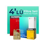 Filtron Fiat Linea 1.4 Benzin Castrol Motor Yağlı 2009-2017 4'lü Filtre Bakım Seti