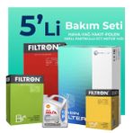 Filtron Fiat Linea 1.6 Dizel Shell Motor Yağlı 2009-2017 5'li Filtre Bakım Seti