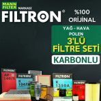 Filtron Focus 2 1.6 2008-2011 Filtre Bakım Seti 3Kp Hava+Yağ+Karbonlu