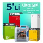 Filtron Peugeot 301 1.5 Dizel Filtre Bakım Seti Liqui Moly Motor Yağlı (2017-2020) 5 Li