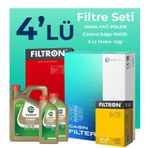 Filtron Volvo V40 1.5 Benzin Castrol Motor Yağlı 2015-2019 4'lü Filtre Bakım Seti