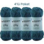 Filyarn Silky Örgü Ipi Seti, Viscose, Motif Ipi, Kazak Ipi, Bebek Ipi, Amigurumi Ipi, Hırka Ipi, Yastık Ipi - Petrol Mavi