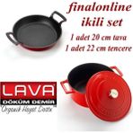 Finalonline Ikili Döküm Seti 20 cm Sahan+22 cm Tencere Tava+Tencere