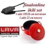 Finalonline Ikili Döküm Seti Tost Tavası+22 cm Tencere Tava+Tencere