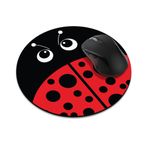 FINCIBO Kaymaz Yuvarlak Fare Altlığı, Ev, Ofis ve Oyun Masası için Kırmızı Uğur Böceği Mouse Pad