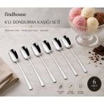 Find House findhouse Paslanmaz Çelik Ege Model 6lı Dondurma Kaşığı Gümüş Renkli Şık Tasarım Seti