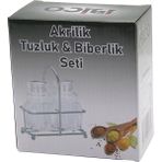 Findit 2 Pcs Şeffaf Kapak Akrilik Tuzluk - Biberlik - Baharatlık Metal Standlı Kare - Bombeli (2818) - Renkli - Belirtilmemiş