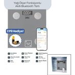 Findit GRİ YAĞ ÖLÇER AKILLI BLUETOOTH CAM BASKÜL PİLLİ 180KG/50GR 26X26CM 8-KİŞİ HAFIZA LCD EKRAN ℃ GÖSTERGE SBS-4473 (2818)