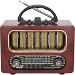 Findit Orta Boy Retro Ahşap Tasarım Bluetooth Hoparlörlü Radyo – Fm/am Destekli, Şarjlı ve Taşınabiliri Radyo NS-6636 (2818) - Renkli