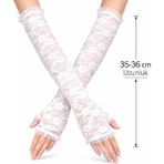 Findit Uzun Zarif Dantel Eldiven Parmaksız Beyaz 35 cm (2818) - Belirtilmemiş - Renkli - M - L