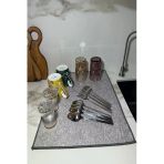 Fine Clean Bulaşıklık Mikrofiber Bulaşık Kurulama Matı Altlığı Gri Desen 40*50cm