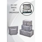 Fine Clean Gri 6'lı Set Bavul İçi Organizer Valiz Düzenleyici Eşyalarınızı Kolayca Saklayın