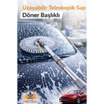 Fine Clean Gri Teleskopik Oto Temizlik Mopu Mikrofiber Başlık, Çizmez Yüzey, Araba Temzlik Fırçası (yedeksiz)