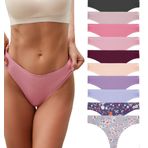FINE TOO 10'lu paket kadın dikişsiz string dikişsiz slip külot, yumuşak hipster iç çamaşırı, kadın iç çamaşırı, tanga seti, seksi tanga, rahat iç çamaşırı, kadınlar için, çok renkli XS-XL, Strings-10'lu, S