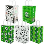 FINEASY Kraft kağıdından 20 adet hediye torbası, kulplu kağıt torba, 21 x 15 x 8 cm, çocuk doğum günü futbol temaları, hediye torbası, çocuklar için futbol partisi hediye çantası (set 1)