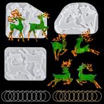 FineInno 3 adet Noel Reçine Kalıpları, Elk Silikon Kalıplar, Noel Anahtarlık Kalıbı, 20 Boncuk Zincirli, Kolye Epoksi Reçine Döküm Kalıbı Takı Yapımı için (Noel Kalıpları)