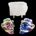 FineInno 3D Yılan Kafatası Silikon Kalıp, Kafatası Kafası Reçine Kalıbı, Kafatası Mum Sabun Kalıbı, Cadılar Bayramı Dekoru Epoksi Döküm Kalıbı Alçı Kil Kendin Yap El Sanatları için (Snake Skull Kalıp)