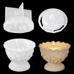 FineInno Çiçek kabartma kavanoz reçine kalıpları silikon Tealight mumluk kalıpları epoksi takı kutusu kalıpları kapaklı şeker konteyner kalıpları DIY ev dekorasyon el sanatları için