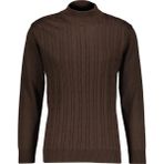 Finesuits Erkek Düz Yünlü Desenli Yünlü Kazak 2522201011.YBR - Koyu Kahverengi - 3XL