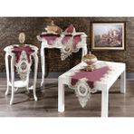 Finezza 1253 5 Parça Mahidevran Kadife Güpürlü Runnerlı Bordo Salon Takımı
