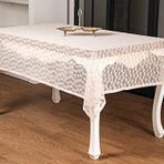 Finezza 155x220 cm Çiçek Lüx Raşel Dantel Krem Masa Örtüsü