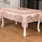 Finezza 155x220 cm Damask Lüx Raşel Dantel Pembe Masa Örtüsü