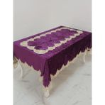 Finezza 160x220 cm Elita Lüx Dantelli Kadife Kumaş Mor Dikdörtgen Masa Örtüsü