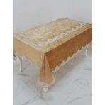 Finezza 160x220 cm Elita Lüx Dantelli Kadife Kumaş Vizon Dikdörtgen Masa Örtüsü