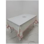 Finezza 160x220 cm İrem Pudra Nakışlı Keten Kumaş Krem Masa Örtüsü