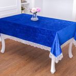 Finezza 160x220 cm Pera Lüx Dantelli Kadife Kumaş Sax Dikdörtgen Masa Örtüsü