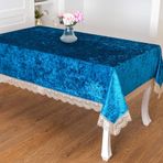 Finezza 160x220 cm Pera Lüx Dantelli Kadife Kumaş Turkuaz Masa Örtüsü