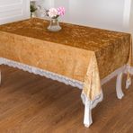 Finezza 160x220 cm Pera Lüx Dantelli Kadife Kumaş Vizon Dikdörtgen Masa Örtüsü