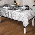 Finezza 160x230 cm 17 Parça 8 Kişilik Aurora Jakar Kumaş Gümüş Siyah Sofra Takımı