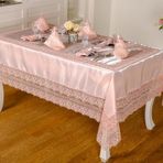 Finezza 160x230 cm 17 Parça 8 Kişilik Gisella Güpürlü Monoray Pudra Sofra Takımı