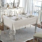 Finezza 160x230 cm 17 Parça 8 Kişilik Hanedan Dantelli Bambu Krem Sofra Takımı